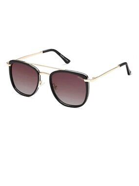Retro Aviator Square Polarized Sunglasses, Unisex, BLACK/BROWN GRADING